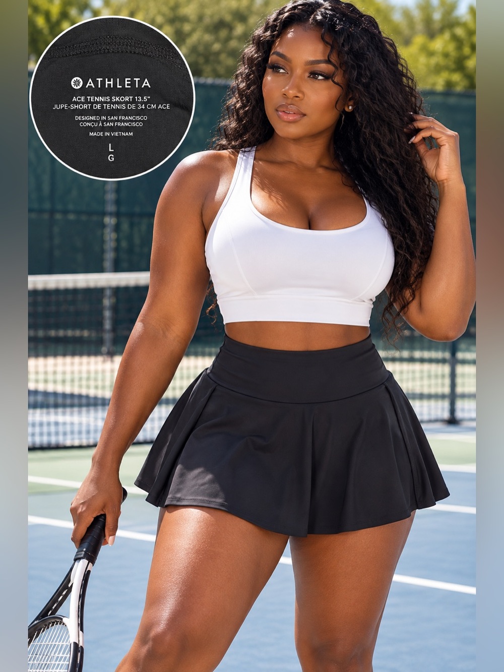 Athleta Ace Tennis Skort Black Pleated Athletic Golf Pickleball Skirt